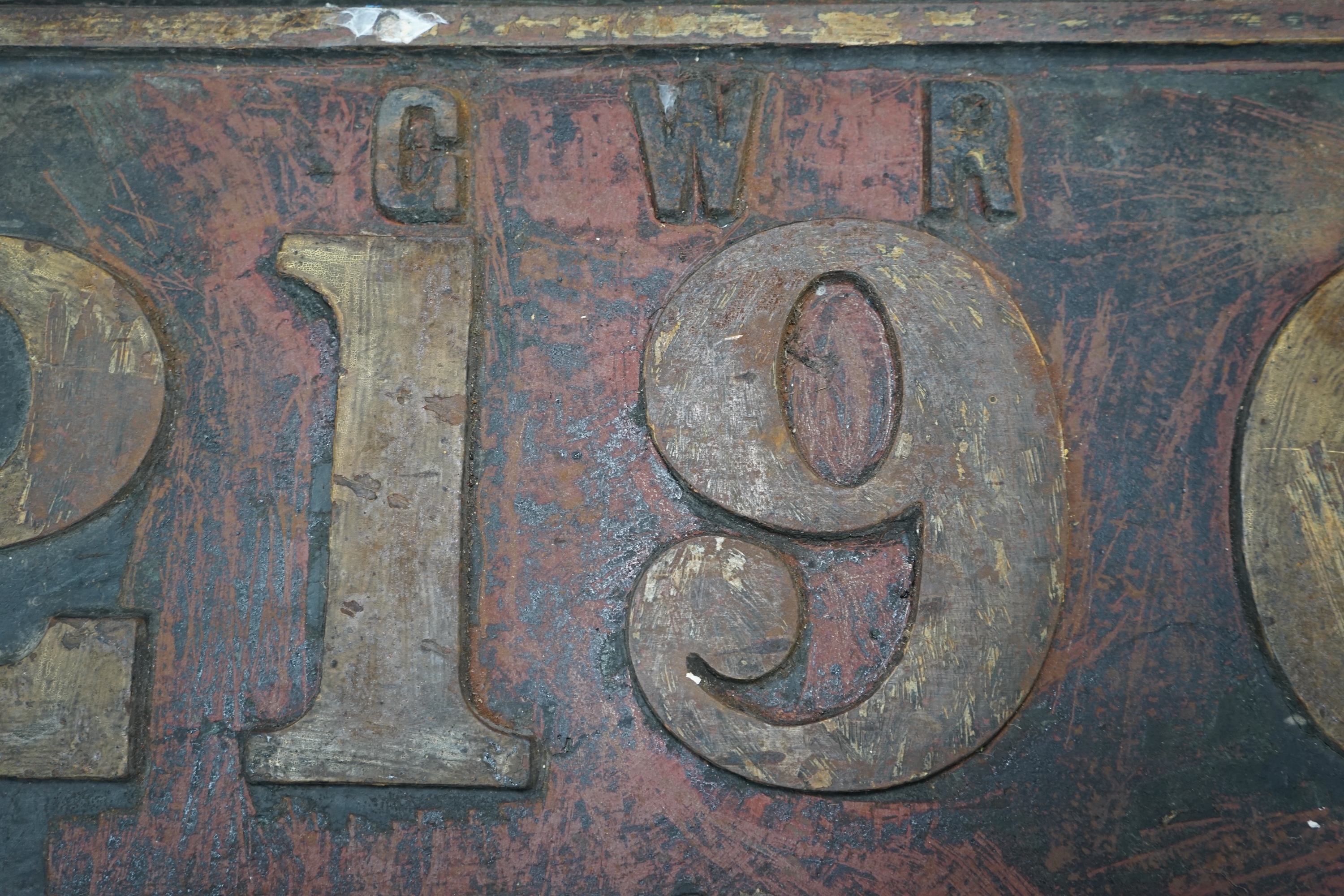 A cast iron GWR locomotive cab side number plate for an 0-6-0ST locomotive, ‘Gwendraeth’ 2196, built in 1906 by the Avonside Engine Company for the Burry Port and Gwendraeth Valley Railway, withdrawn by BR in 1956, dimen